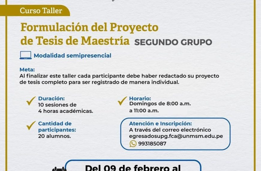 Curso Taller: Formulación del proyecto de tesis de maestría