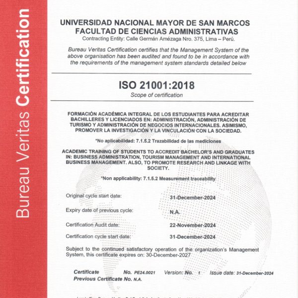 La Facultad de Ciencias Administrativas recibe la certificación ISO 21001:2018 que avala su excelencia educativa