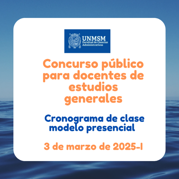 Cronograma de clase modelo presencial del concurso público para docente de estudios generales