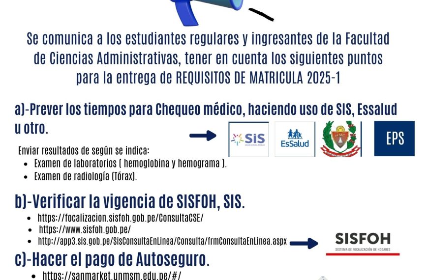 ACTUALIZACIÓN DE REQUISITOS DE MATRÍCULA 2025-I