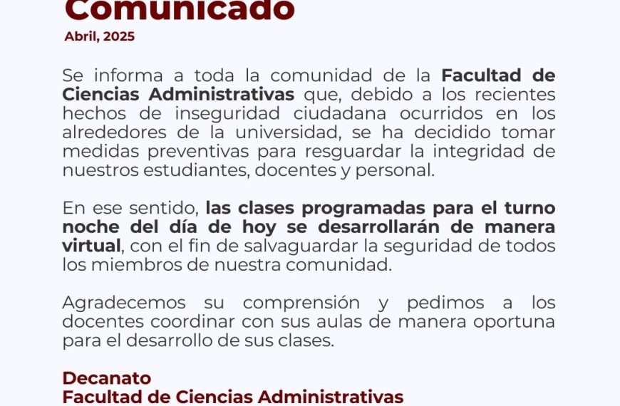 Clases del turno noche del 8 de abril serán virtuales