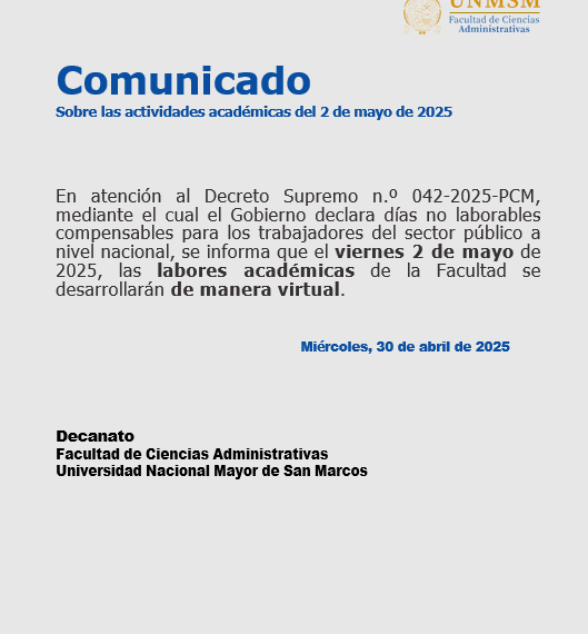 Las actividades académicas serán virtuales el 2 de mayo