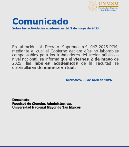 Las actividades académicas serán virtuales el 2 de mayo