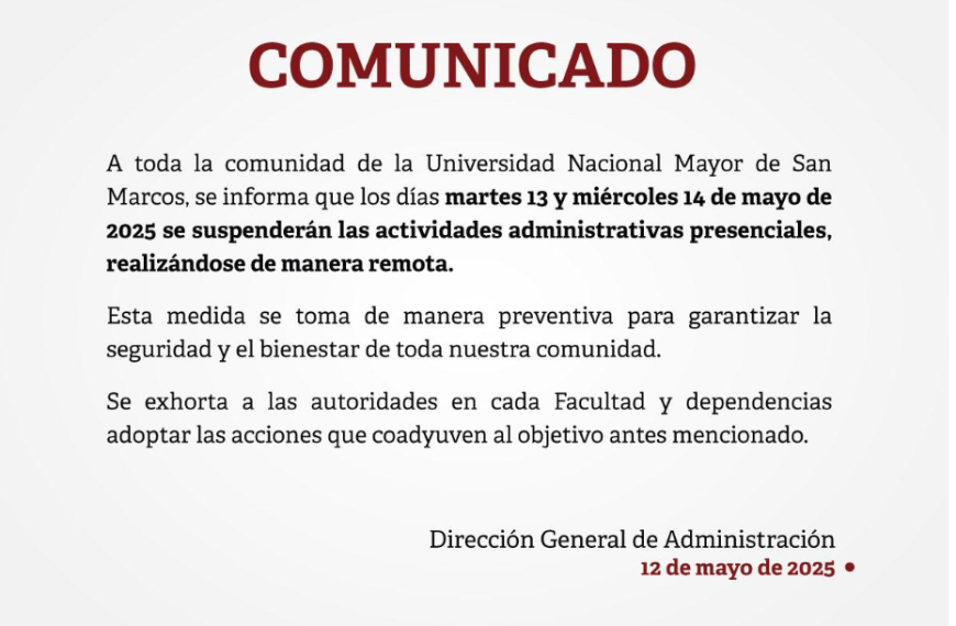 Trabajo administrativo en pregrado será virtual el 13 y 14 de mayo