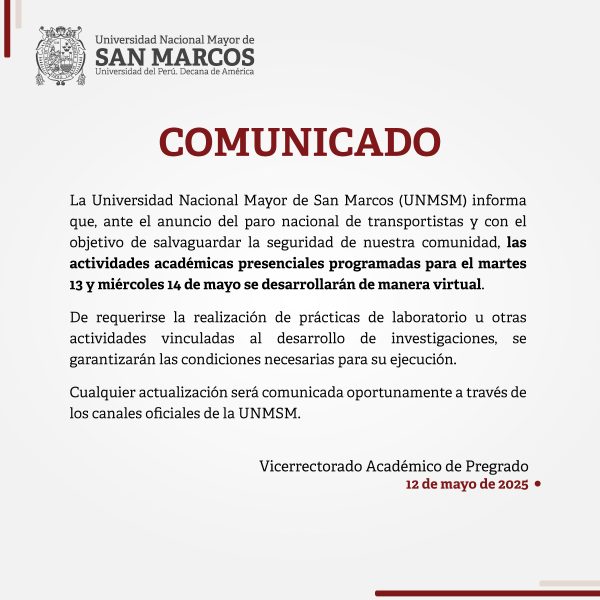 Clases virtuales 13 y 14 de mayo en el pregrado