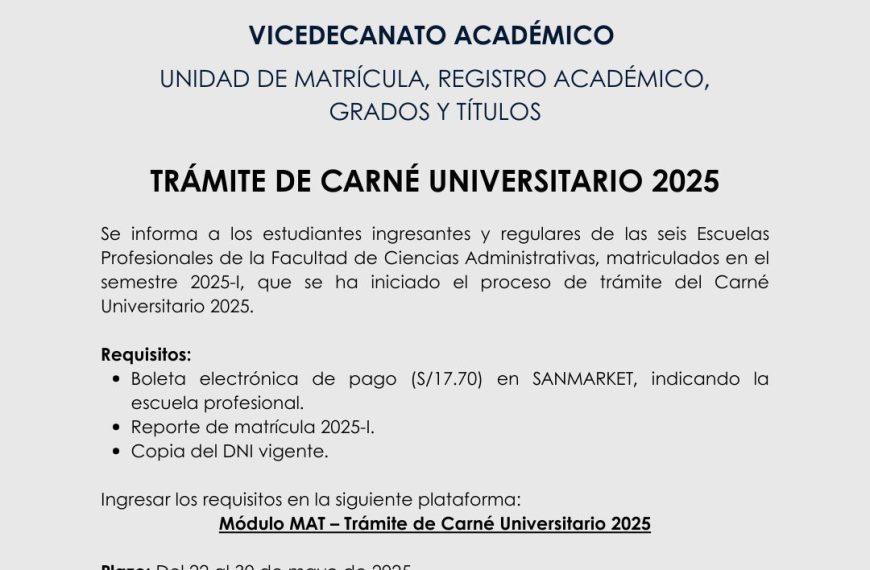 Trámite para carné universitario 2025
