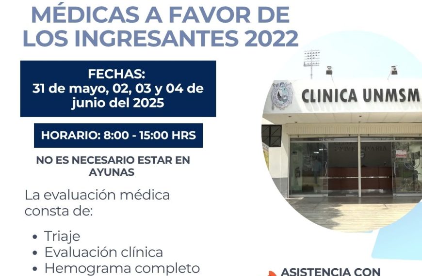 Nueva programación para rezagados del examen médico: ingresantes 2022