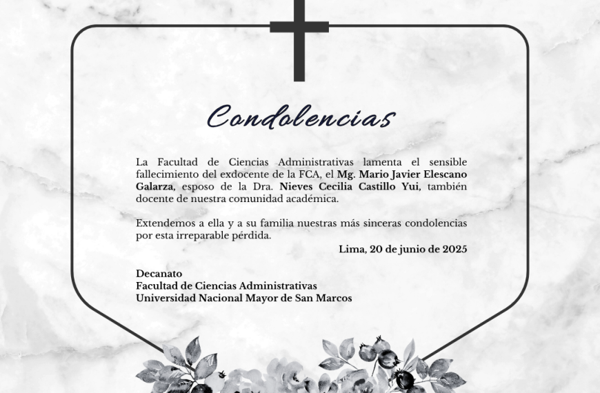 Nuestro más sentido pésame a la Dra. Castillo Yui