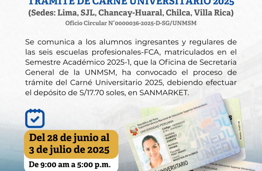 REZAGADOS: Trámite de carné universitario 2025 (Sedes: Lima, SJL, Chancay-Huaral, Chilca, Villa Rica)