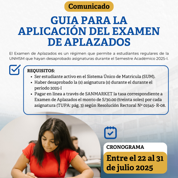 EXAMEN DE APLAZADOS: Guía para la aplicación y cronograma