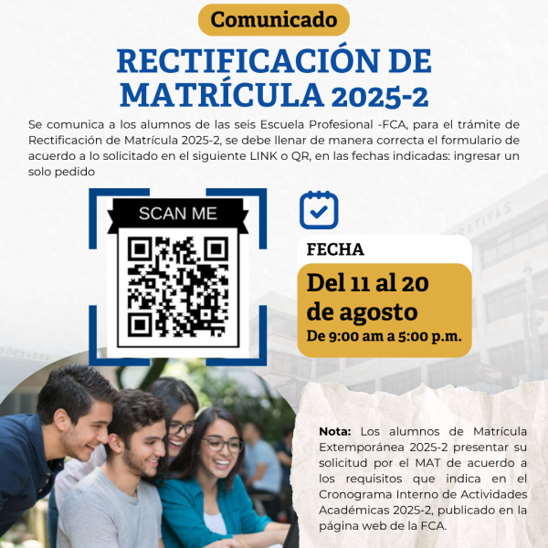 RECTIFICACIÓN DE MATRÍCULA 2025-2