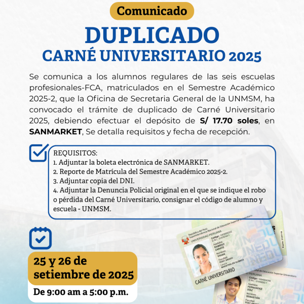 DUPLICADO: Carné universitario 2025