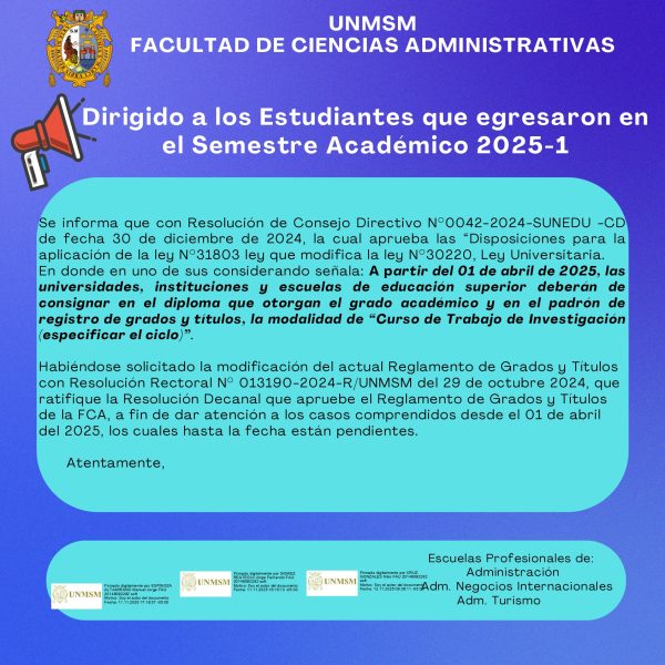 Comunicado sobre el diploma que otorgan el grado académico