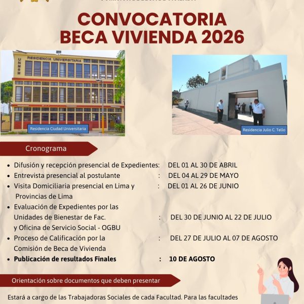 CONVOCATORIA DE BECA DE VIVIENDA 2026