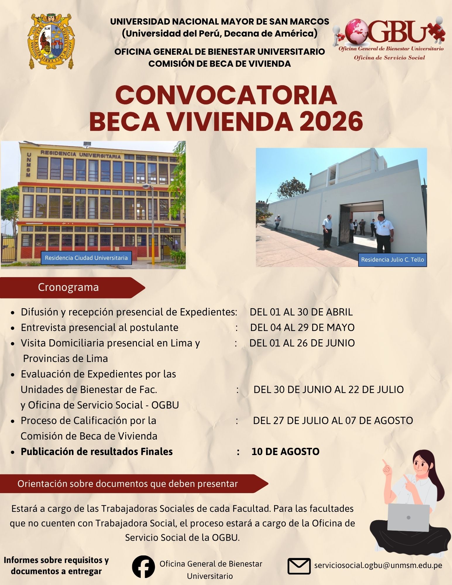 CONVOCATORIA DE BECA DE VIVIENDA 2026