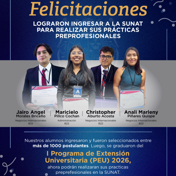 Nuestros estudiantes destacan en el I Programa de Extensión Universitaria SUNAT 2026