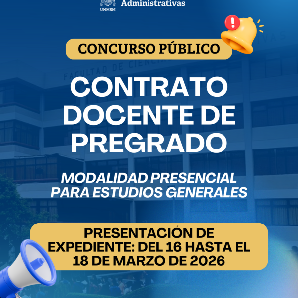 Concurso público: Contrato docente de pregrado (Estudios generales) 2026-I