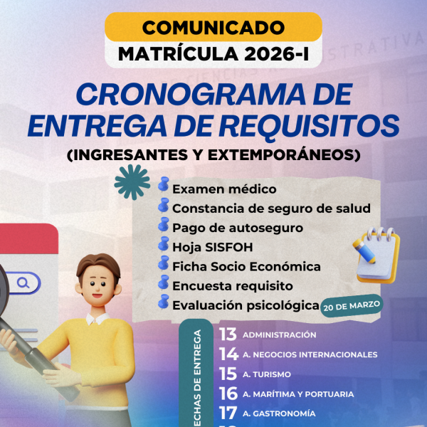 Cronograma de entrega de requisitos de matrícula 2026-I