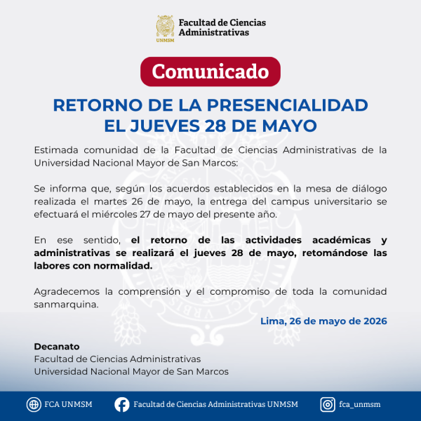 Comunicado: Regreso a la presencialidad el jueves 28 de mayo de 2026