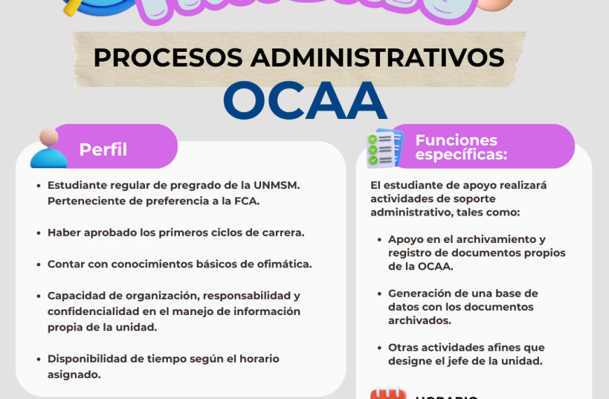 Convocatoria para Bolsa de Trabajo de la OCAA FCA