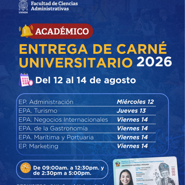 ENTREGA DE CARNÉ UNIVERSITARIO 2026 – REZAGADOS 1ERA. CONVOCATORIA