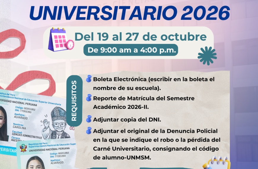Duplicado del carné universitario: del 19 al 27 de octubre del 2026